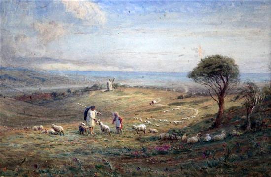 Alfred Fitzwalter Grace (1844-1903) A view of Brighton from Lancing Downs 9.25 x 14in.